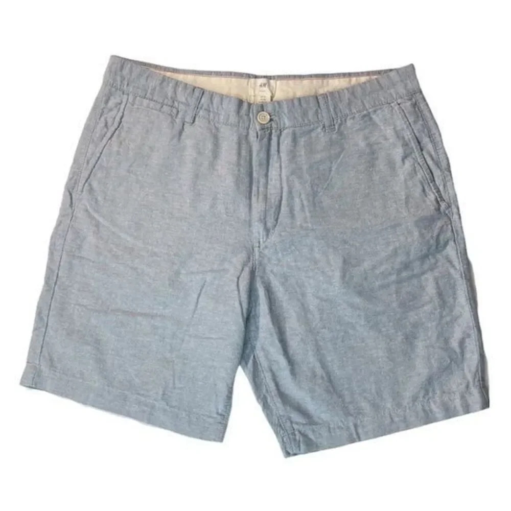H&M LOGG Mens light blue Cotton chino shorts Sz 34